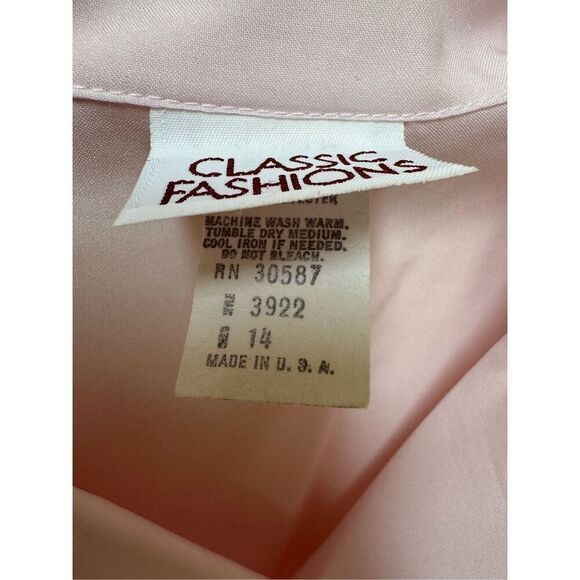 Classic Fashions women’s M vintage pastel baby pink button up blouse retro waitr - Picture 6 of 6
